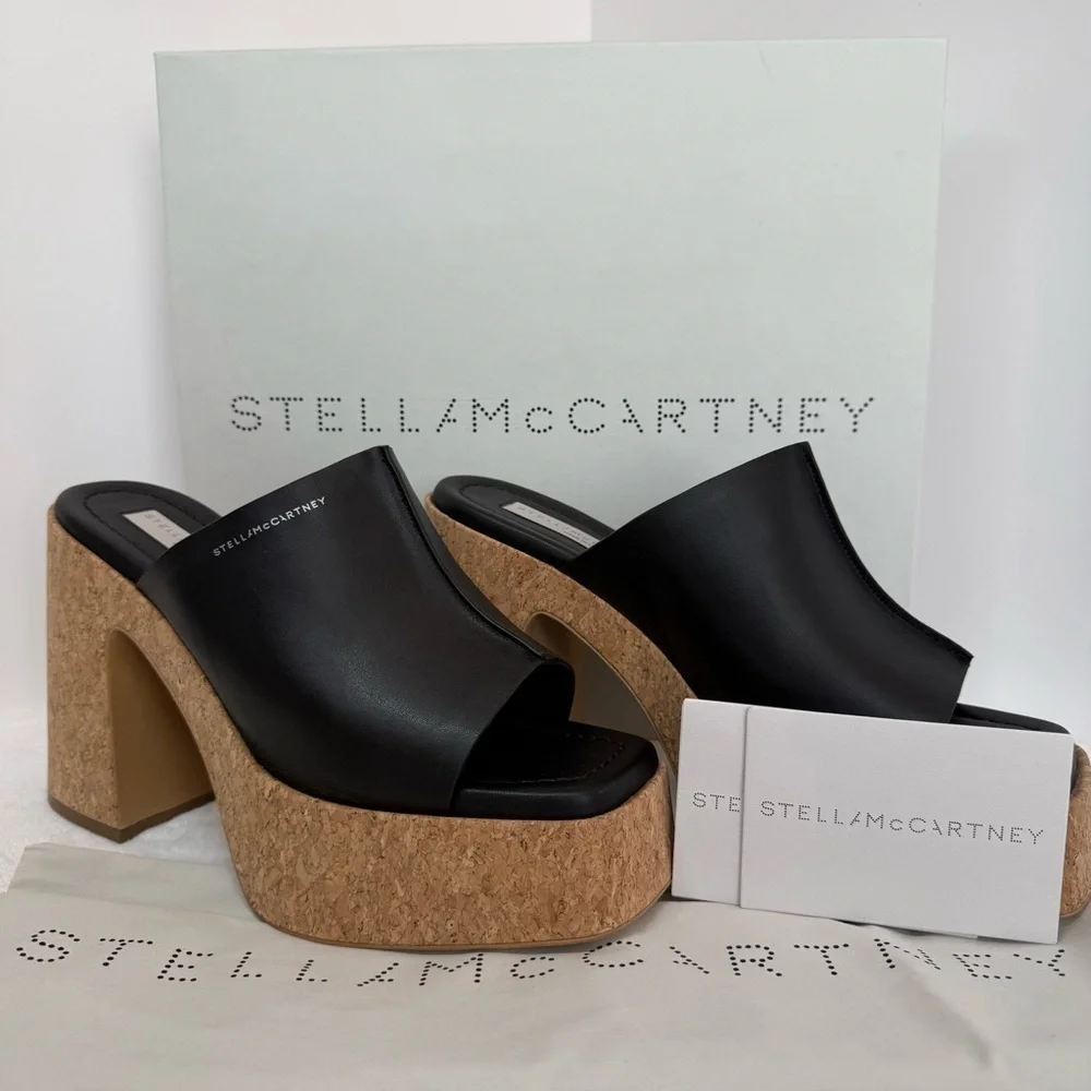 Stella McCartney Skyla Alrer Eco Platform Block Heel Slide Sandal